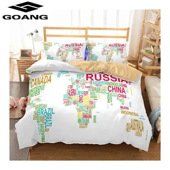 GOANG 3d Digitálna tlač Mapa Sveta posteľná bielizeň luxusný domáci textil, king size postelí nastaviť posteľ list perinu a vankúš