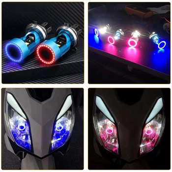1PC LED H4 Motocykel Žiarovky Svetlometu Hi/Lo Lúč Automobles Svetlomet Auto Angel Eye Super Biela 6000K 12/24V