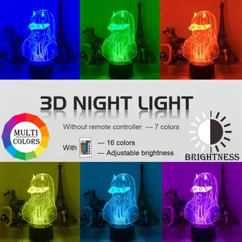 MILÁČIK v FRANXX Nula Dva 002 3D Led Ilúziu, Nočné Osvetlenie, Anime Lampa Led Osvetlenie Pre Vianočný Darček Nočného Anime Lampa