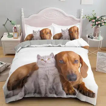 Nový Dizajn 3d Podstielka Cat Dog Obliečky Spálňa Decor Pohodlné Perinu Nastaviť