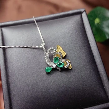 KJJEAXCMY jemné šperky prírodné Emerald 925 sterling silver drahokam ženy prívesok náhrdelník reťazca podporu test populárne