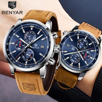 BENYAR 2020 quartz hodinky pánske nový top značky luxusné hodinky mužov chronograf príležitostné športové nepremokavé mužov náramkové hodinky Reloj Hombres