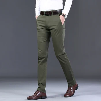 2020 nové módne pánske vysoko kvalitné obchodné bežné nohavice Rovno jarné a letné bavlnené nohavice veľké 5 farieb