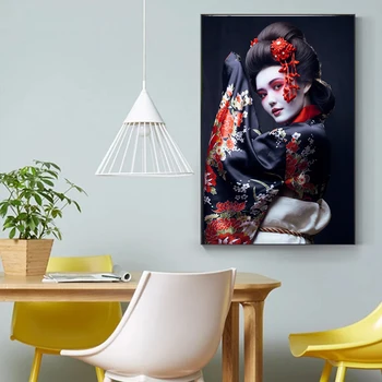 Portrét Japonský Geisha Plátno na Maľovanie Figuer Wall Art Plagáty a Vytlačí Obývacia Izba Frameless