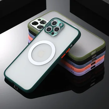 Metel Magnetické Telefón puzdro Pre iPhone 12 Pro Max Mini 11 X XS XR 8 Pre Magsafe Nabíjačku Ochranný Kryt, Bezdrôtový Nárazníka Tenké Capa