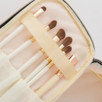 FUDEAM Kožené Argyle Prenosné Ženy Kozmetická Taška Multifunkčné Cestovné Skladovanie Organizovať Prenosnej Taške na Zips, make-up Prípade