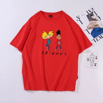 Letné Nové Ležérne Tričko Ženy Streetwear Kawaii Cartoon Troch Dobrých Priateľov Žena Tričko Kórejský Nadrozmerná Harajuku Topy Oblečenie