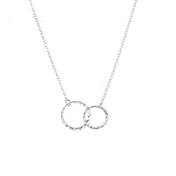 CC 925 Čistého Striebra Módne Šperky Náhrdelníky Pre Ženy Dvojitý Kruh Interlock Clavicle Choker Office Prívesky CCN307