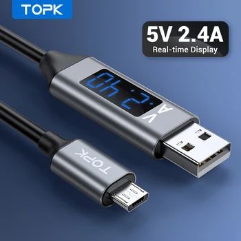 TOPK 1M Micro USB Kábel Napätie a Prúd Display Data Sync Kábel USB Pre Samsung Xiao Micro USB Port