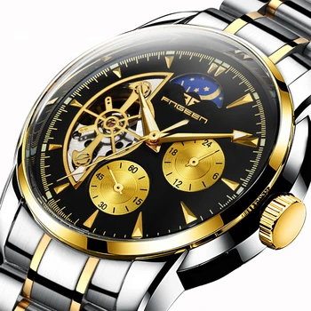 Pánske Automatické Mechanické Hodinky Top Značky Luxusné náramkové hodinky Vodotesné Business Oceľový Pás Hodinky pre Mužov Relogio Masculino