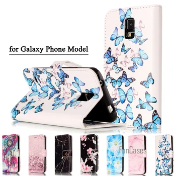 Móda Mramoru PU Kože Flip Telefón puzdro Pre Samsung Galaxy S5 Neo S6 S7 Okraji S8 Plus Zadný Kryt Luxusné Peňaženky Coque puzdro