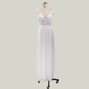 Luxusné Dlhé Biele Svadobné Svadobné Šaty, Sexy Pláži Appliques Čipky Svadobné Šaty Vestido De Noiva 2020