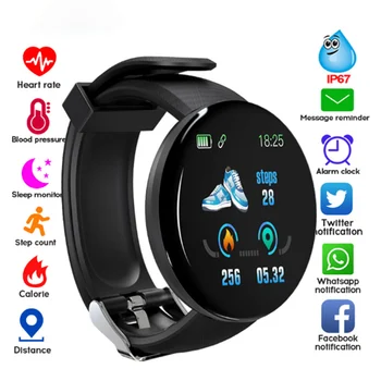 Fitness Tracker Smart Hodinky, Náramok muži ženy Krvný tlak krok Pripomienka pánske hodinky Stopky dámske Hodinky pre IOS a Android