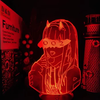 MILÁČIK v FRANXX Nula Dva 002 3D Led Ilúziu, Nočné Osvetlenie, Anime Lampa Led Osvetlenie Pre Vianočný Darček