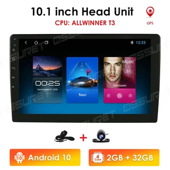 Dvojité 2Din 10.1 palcový Android 10 Univerzálny autorádio, V Dash Stereo GPS Navigácie WIFI 4G OBDII DAB Quad Core Bluetooth, 2GB RAM