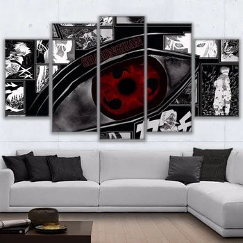 5 Kusov Naruto Sharingan Plagát Moderného Domova Izba Modulárny Wall Art Obrazy na Plátne HD Vytlačené Anime Maľovanie