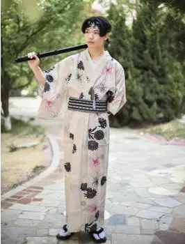 Tradičné Japonsko Odev mužov Štandardné kimono Polyester Zmes Bavlny župan Tokio Pajama formálne iskra konferencie Muž kimono