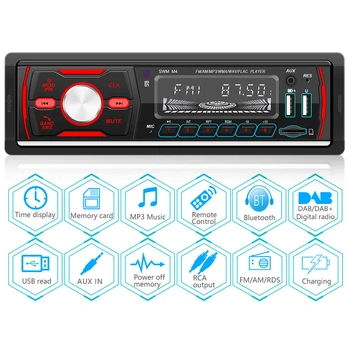 M4 1 DIN Auto Stereo Prehrávač MP3 USB AUX FM AM RDS DAB DAB+ Prijímač Rádiového signálu