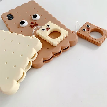 Roztomilý Cookies Biscuit Tvar Telefón puzdro Pre iPhone 8 Prípade 6 6 7 Plus XS MAX XR XS X Mäkký Silikónový 3D Sušienky s Krúžok Kryt, Popruh