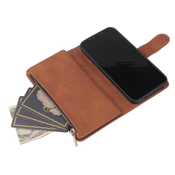 Matný Zips Peňaženka peňaženku puzdro Pre iPhone 12 Pro Max 11 Pro SE 2020 X 10 6 6 7 8 Plus XR XS Max Flip PU Kožené Kryty Telefónu