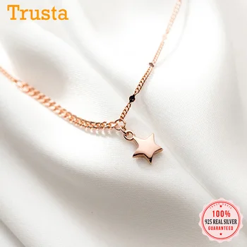TrustDavis Reálne 925 Sterling Silver Módne Sladké Star clavicle reťazca náhrdelník Pre Ženy, Svadobné Party Jemné S925 Šperky DA1694