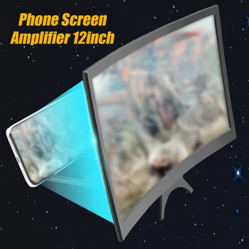 12inch Mobilný Telefón Zakrivené Obrazovke Zosilňovač HD 3D Video Mobilný Telefón Magnifying Glass, Stojan, Držiak Telefónu Skladací Držiak