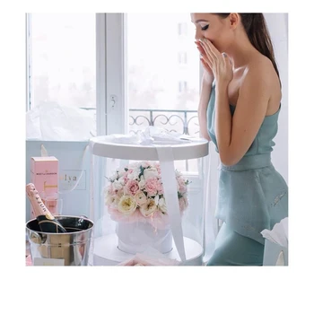 Transparentné Prekvapenie Kvetinový Boxy Luxusné Kolo v Tvare Kvetu Darčeka Ruže Kytice Usporiadanie DIY Návrh Ruže Box