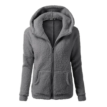 Zimné Jeseň Teplá Bunda s Kapucňou 2020 S-5XL Bežné Ženské Sweatershirt Kabát Pevné Mäkká Flaušová Ženy Kabát