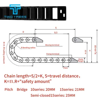 Kábel reťazového Mosta Towline 10 * 20 mm 1m Plastové Kábel Pretiahnite Reťazca Drôt Prenos Dopravcovi Na 3D Tlačiarne CNC Rytie Stroj