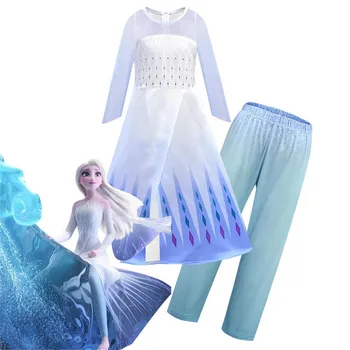 2019 nové Anime Mrazené 2 cosplay Elsa kráľovná žena dieťa šaty Gázy plášť nohavice, Oblečenie Halloween, Karneval, Vianočné oblečenie set sa