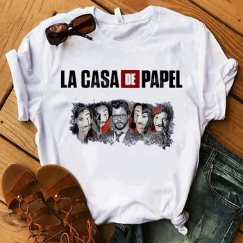 2020 BELLA CIAO tlač Tričko Dom Papiera vtipné tričko Peniaze Heist La Casa De Abstraktných lete tees,Drop Ship