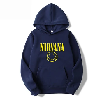 Nirvana Hombre Jeseň Zima Mikina Rock Harajuku Tlač Pulóver Bavlna Street Oblečenie Outdoor Hip Hop Dlhý Rukáv Kabát