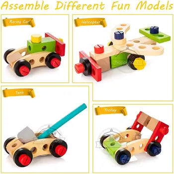 Detský Drevený Toolbox Predstierať, Že Hrať Stanovené Vzdelávacie Montessori Hračky Matica Demontáž Skrutku Montáž Simulácia Opravy Tesár Nástroj