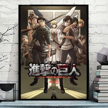 Útok na Titan Plagáty a Potlačou Klasické Japonské Anime Plátno na Maľovanie Levi Jaeger Wall Art Obrázky pre Obývacia Izba Dekor