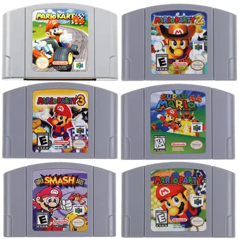 Super Smash Bros, Mario Party 2 3 Marioed Kart 64 Hra Karty 2 pre Nintendo 64 Video Hry Kazety Konzoly N64 anglický USA/EÚ