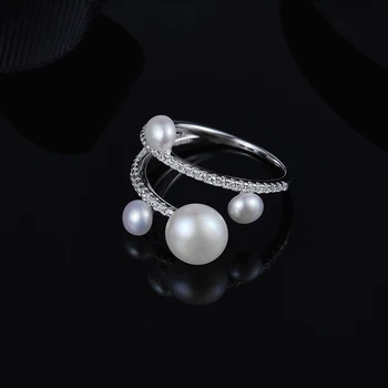 [MeiBaPJ]Väčšina Módnych Reálne 925 Sterling Silver Ring Prírodné Sladkovodné Perly 4 Guľôčok snubný Prsteň Jemné Šperky SY