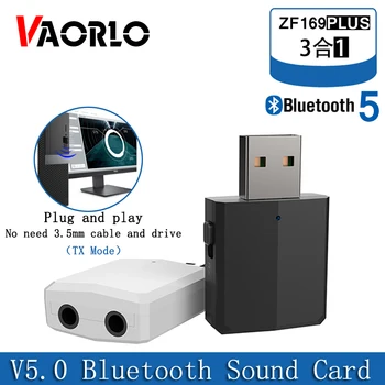 VAORLO 5.0 USB Bluetooth Adaptér 3 v 1 Stereo Audio Bluetooth Prijímač Transmiiter 3.5 MM AUX, USB Bezdrôtový Modul Pre PC TV Auta