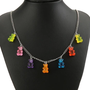 1PC Ženy Náhrdelník Multicolor Živice Gummy Bear pre Deti Darček k Narodeninám Dovolenku Šperky
