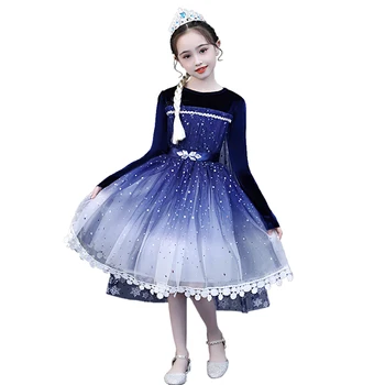 Dievča Elsa Cosplay Šaty Princezná Halloween Zimné Dlhé Rukávy Chirldren Mrazené Strany Kostýmy pre Deti