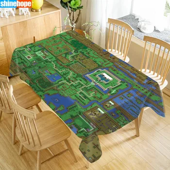 Prispôsobiť Obrus Legend Of Zelda Mapu Oxford Handričkou protiprachová Obdĺžnikový Stôl Kryt Pre Strany Domova 140x160CM