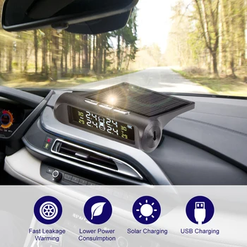 Solárne TPMS Auto Tlaku v Pneumatikách Alarm Monitor Systém 4 Externých Senzor Digitálny LCD Real-time Display Auto poplašných Systémov