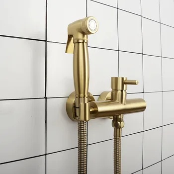 Zlatým Mosadz Kúpeľňa Bidet Kohútik Na Stenu Teplej Studenej Vody Mixér Bidet Postrekovač