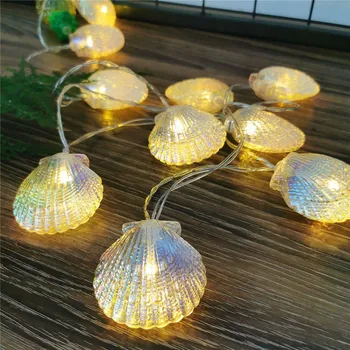 Nové 3M / 6M Sea Shell String Svetlo Dovolenku Lampa pre Ručné Vnútorné Vonkajšie Vianočný Stromček Svadobné Party Domáce Dekorácie Batérie