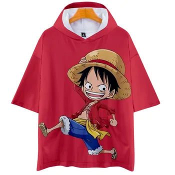 Anime Jeden Kus 3d Vytlačené Kapucí T Shirt Muži Ženy Priedušná Krátke Rukáv Tričko T-shirt Harajuku Tee Tričko Vrchné Oblečenie