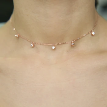 2018 jemné strieborné šperky, jednoduché jemné kúzlo choker 3 farby taliansko reťazca rámu cz drop minimalistický vysokej kvality náhrdelník 925