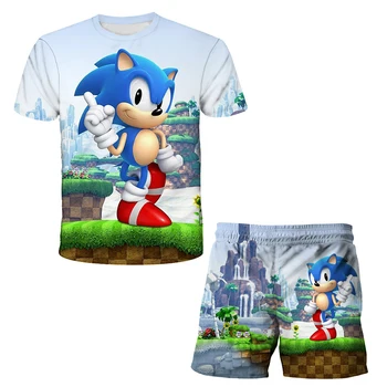 2020 Deti Oblečenie Chlapci Cartoon Sonic the Hedgehog Oblečenie Baby Dievčatá v Lete Tees Vyhovuje 4-14 Rokov Deti Oblečenie T-shirt Šortky