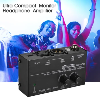 Ultra-Kompaktný Monitor Slúchadlový Zosilňovač Zosilňovač s XLR Vstup pre Mikrofón 6.35 mm Monitor Vstup 6.35 mm a 3,5 mm konektor pre Slúchadlá