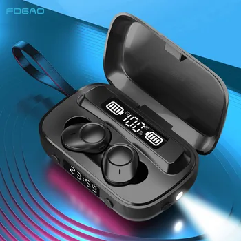 FDGAO Bezdrôtová V5.1 Slúchadlá HD Stereo Slúchadlá Športové Vodotesné Slúchadlá S Duálny Mikrofón 2000mAh Batéria Box