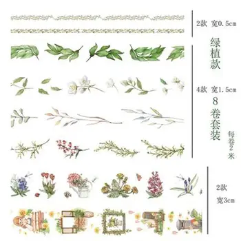 8Pcs/veľa Jeseň Dekoračné Papierové kvety Mora Ponuky Washi Pásky Nastaviť Japonský Papiernictvo Kawaii Scrapbooking Dodávky Nálepky