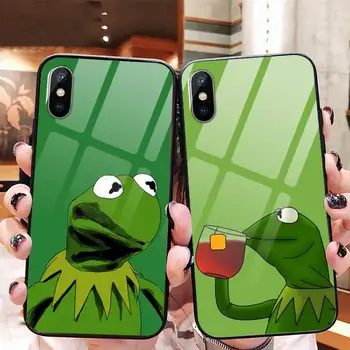Kermit Meme žaba Telefón Prípade Tvrdeného skla Pre iphone 11 12 PRO MAX X XS XR 5C 6 6 7 8 plus